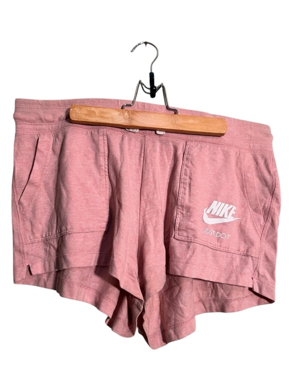 Nike Women's Large Shorts Light Pink White Heathered Organic Cotton 3" Inseam